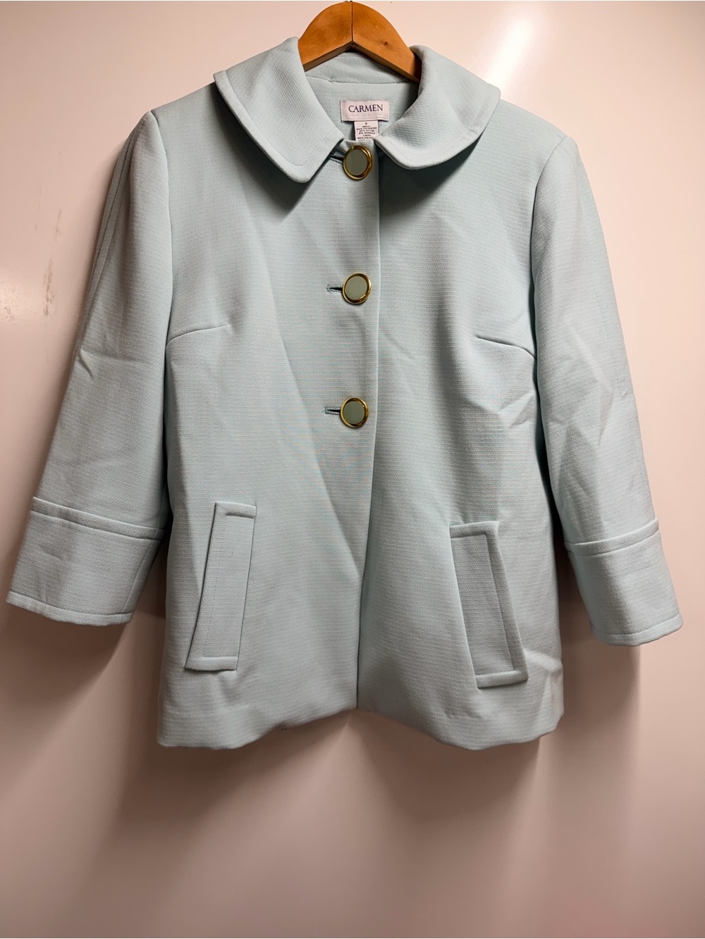 Carmen Marc Volvo Pea coat Teal Mint Green Size Small Women’s Coat Jacket